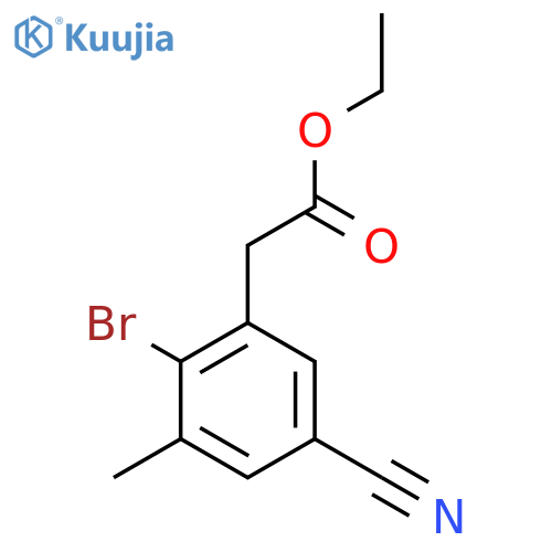 Ethyl 2-bromo-5-cyano-3-methylphenylacetate structure