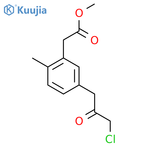Methyl 5-(3-chloro-2-oxopropyl)-2-methylphenylacetate structure