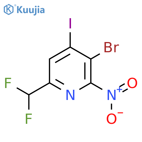 3-Bromo-6-(difluoromethyl)-4-iodo-2-nitropyridine structure