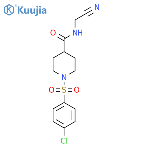 1-(4-chlorobenzenesulfonyl)-N-(cyanomethyl)piperidine-4-carboxamide structure