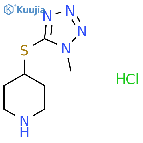 4-[(1-methyl-1H-1,2,3,4-tetrazol-5-yl)sulfanyl]piperidine hydrochloride structure