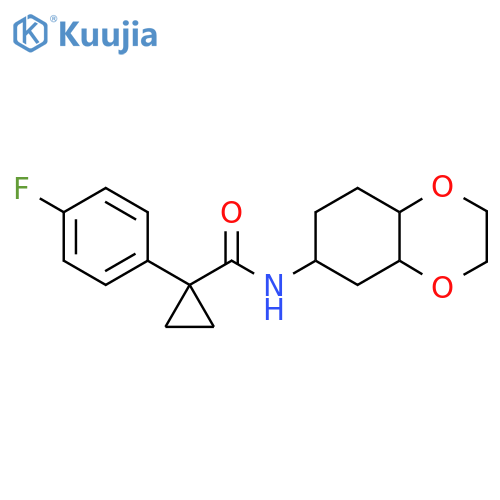 1-(4-fluorophenyl)-N-(octahydro-1,4-benzodioxin-6-yl)cyclopropane-1-carboxamide structure