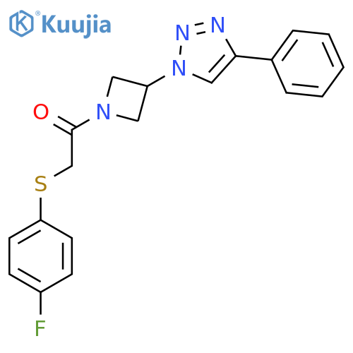 2-((4-fluorophenyl)thio)-1-(3-(4-phenyl-1H-1,2,3-triazol-1-yl)azetidin-1-yl)ethanone structure