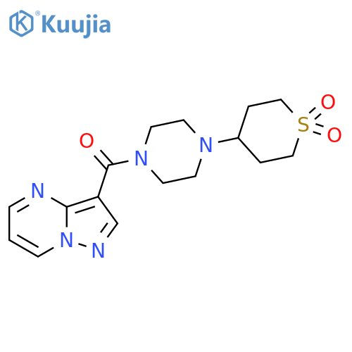 4-(4-{pyrazolo1,5-apyrimidine-3-carbonyl}piperazin-1-yl)-1lambda6-thiane-1,1-dione structure