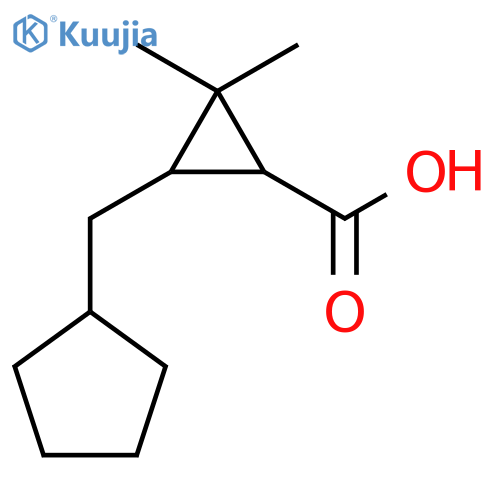 3-(cyclopentylmethyl)-2,2-dimethylcyclopropane-1-carboxylic acid structure
