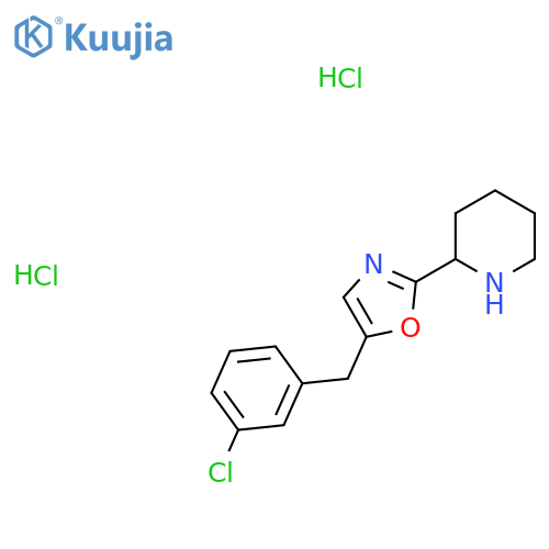 2-5-(3-Chlorobenzyl)-1,3-oxazol-2-ylpiperidine dihydrochloride structure