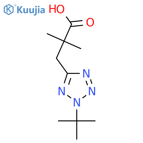 3-(2-tert-butyl-2H-1,2,3,4-tetrazol-5-yl)-2,2-dimethylpropanoic acid structure