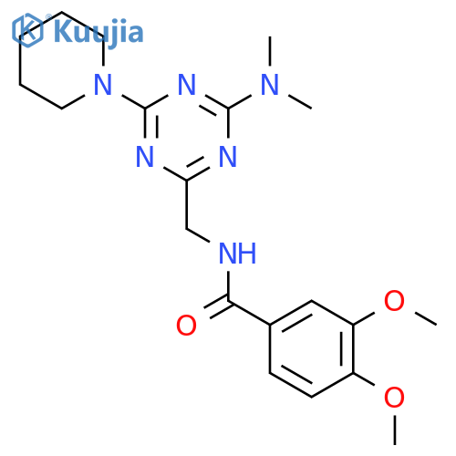 N-{4-(dimethylamino)-6-(piperidin-1-yl)-1,3,5-triazin-2-ylmethyl}-3,4-dimethoxybenzamide structure