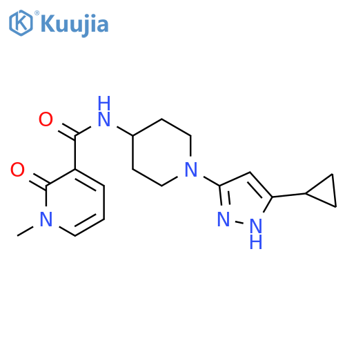N-[1-(5-cyclopropyl-1H-pyrazol-3-yl)piperidin-4-yl]-1-methyl-2-oxo-1,2-dihydropyridine-3-carboxamide structure
