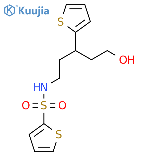 N-[5-hydroxy-3-(thiophen-2-yl)pentyl]thiophene-2-sulfonamide structure