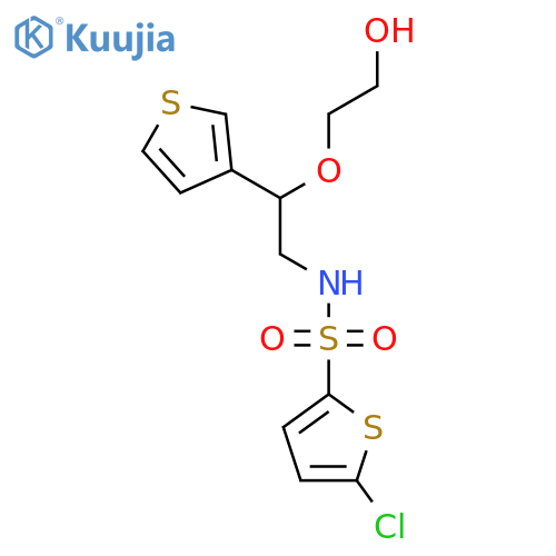 2-2-(5-chlorothiophene-2-sulfonamido)-1-(thiophen-3-yl)ethoxyethan-1-ol structure