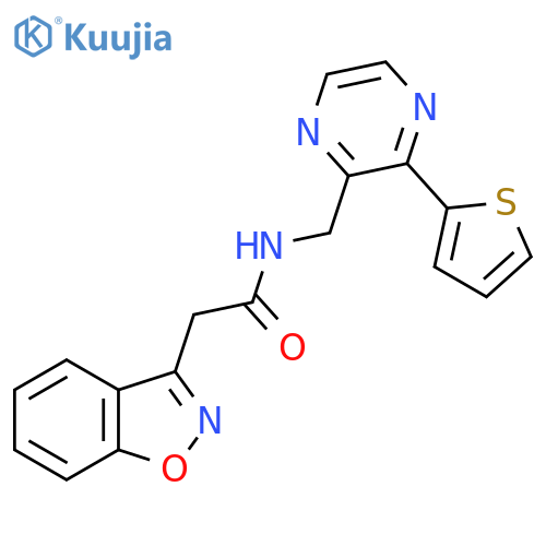 2-(1,2-benzoxazol-3-yl)-N-{3-(thiophen-2-yl)pyrazin-2-ylmethyl}acetamide structure