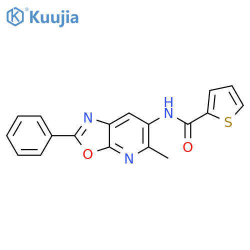 N-{5-methyl-2-phenyl-[1,3]oxazolo[5,4-b]pyridin-6-yl}thiophene-2-carboxamide structure