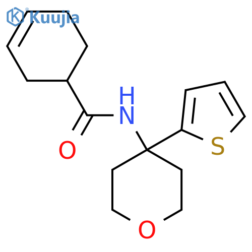 N-4-(thiophen-2-yl)oxan-4-ylcyclohex-3-ene-1-carboxamide structure