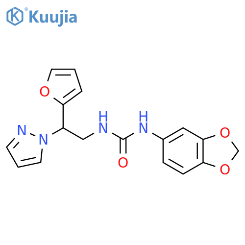 1-(2H-1,3-benzodioxol-5-yl)-3-2-(furan-2-yl)-2-(1H-pyrazol-1-yl)ethylurea structure