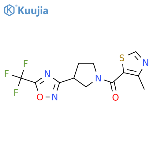 3-[1-(4-methyl-1,3-thiazole-5-carbonyl)pyrrolidin-3-yl]-5-(trifluoromethyl)-1,2,4-oxadiazole structure