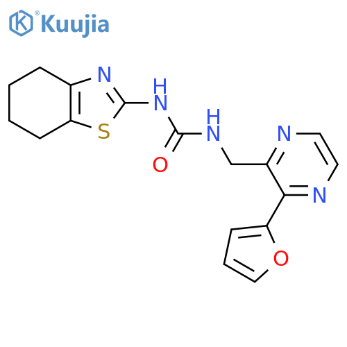 1-{3-(furan-2-yl)pyrazin-2-ylmethyl}-3-(4,5,6,7-tetrahydro-1,3-benzothiazol-2-yl)urea structure