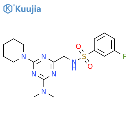 N-{4-(dimethylamino)-6-(piperidin-1-yl)-1,3,5-triazin-2-ylmethyl}-3-fluorobenzene-1-sulfonamide structure