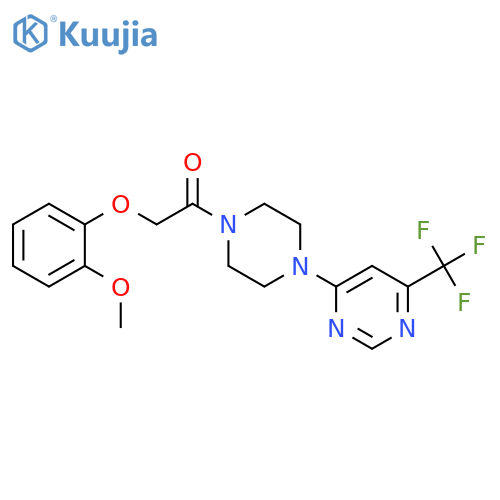 2-(2-methoxyphenoxy)-1-{4-6-(trifluoromethyl)pyrimidin-4-ylpiperazin-1-yl}ethan-1-one structure