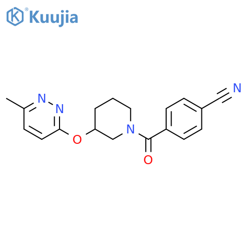4-{3-[(6-methylpyridazin-3-yl)oxy]piperidine-1-carbonyl}benzonitrile structure