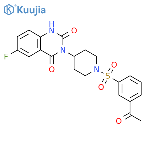 3-[1-(3-acetylbenzenesulfonyl)piperidin-4-yl]-6-fluoro-1,2,3,4-tetrahydroquinazoline-2,4-dione structure