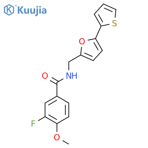 3-fluoro-4-methoxy-N-{5-(thiophen-2-yl)furan-2-ylmethyl}benzamide structure