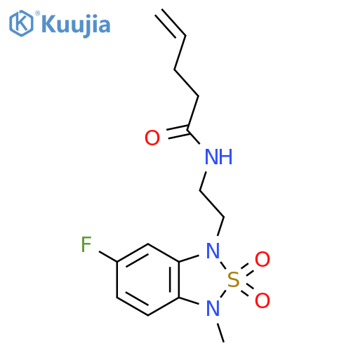 N-[2-(6-fluoro-3-methyl-2,2-dioxo-1,3-dihydro-2lambda6,1,3-benzothiadiazol-1-yl)ethyl]pent-4-enamide structure