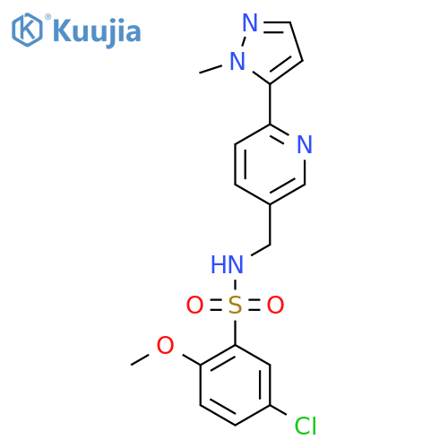 5-chloro-2-methoxy-N-{6-(1-methyl-1H-pyrazol-5-yl)pyridin-3-ylmethyl}benzene-1-sulfonamide structure