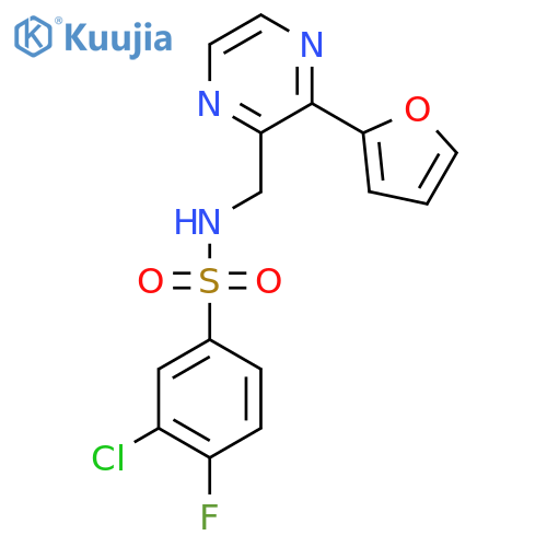 3-chloro-4-fluoro-N-{[3-(furan-2-yl)pyrazin-2-yl]methyl}benzene-1-sulfonamide structure