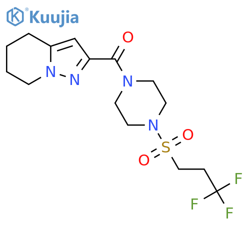 1-{4H,5H,6H,7H-pyrazolo[1,5-a]pyridine-2-carbonyl}-4-(3,3,3-trifluoropropanesulfonyl)piperazine structure