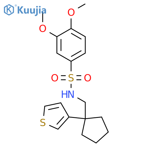 3,4-dimethoxy-N-{[1-(thiophen-3-yl)cyclopentyl]methyl}benzene-1-sulfonamide structure