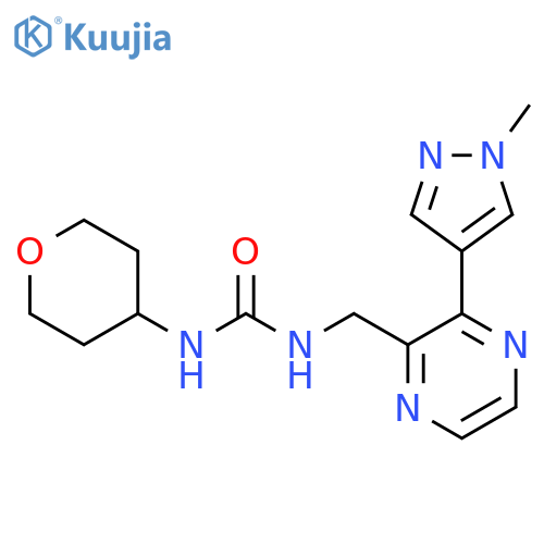 3-{3-(1-methyl-1H-pyrazol-4-yl)pyrazin-2-ylmethyl}-1-(oxan-4-yl)urea structure