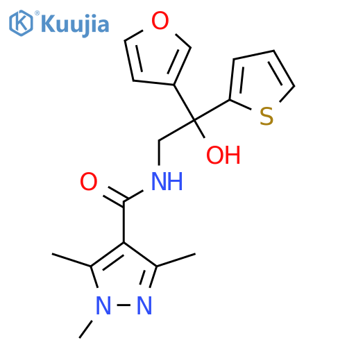 N-[2-(furan-3-yl)-2-hydroxy-2-(thiophen-2-yl)ethyl]-1,3,5-trimethyl-1H-pyrazole-4-carboxamide structure