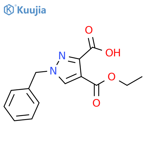 1-benzyl-4-(ethoxycarbonyl)-1H-pyrazole-3-carboxylic acid structure