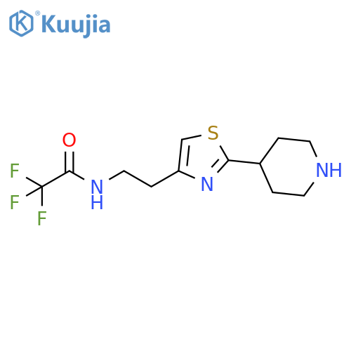 2,2,2-trifluoro-N-{2-2-(piperidin-4-yl)-1,3-thiazol-4-ylethyl}acetamide structure