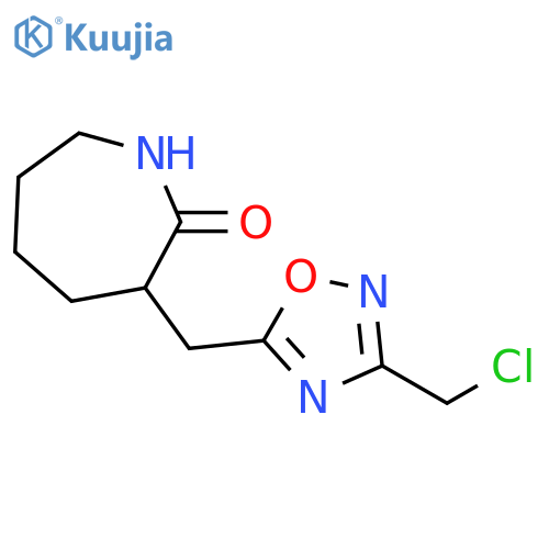 3-{3-(chloromethyl)-1,2,4-oxadiazol-5-ylmethyl}azepan-2-one structure
