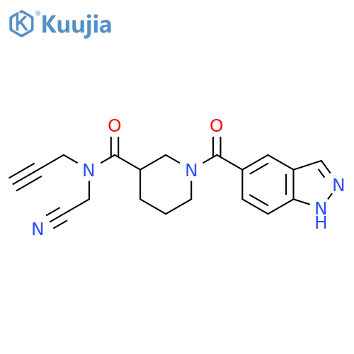 N-(cyanomethyl)-1-(1H-indazole-5-carbonyl)-N-(prop-2-yn-1-yl)piperidine-3-carboxamide structure