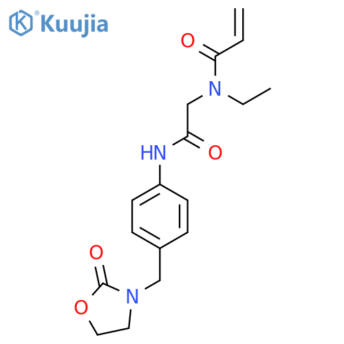 N-ethyl-N-[({4-[(2-oxo-1,3-oxazolidin-3-yl)methyl]phenyl}carbamoyl)methyl]prop-2-enamide structure