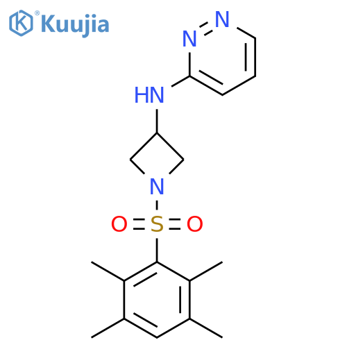 N-1-(2,3,5,6-tetramethylbenzenesulfonyl)azetidin-3-ylpyridazin-3-amine structure