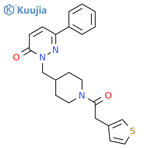 6-phenyl-2-({1-2-(thiophen-3-yl)acetylpiperidin-4-yl}methyl)-2,3-dihydropyridazin-3-one structure
