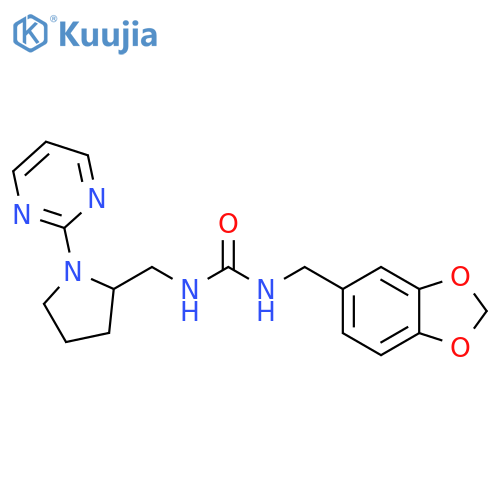 3-[(2H-1,3-benzodioxol-5-yl)methyl]-1-{[1-(pyrimidin-2-yl)pyrrolidin-2-yl]methyl}urea structure