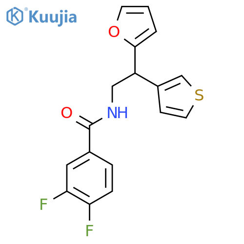 3,4-difluoro-N-[2-(furan-2-yl)-2-(thiophen-3-yl)ethyl]benzamide structure