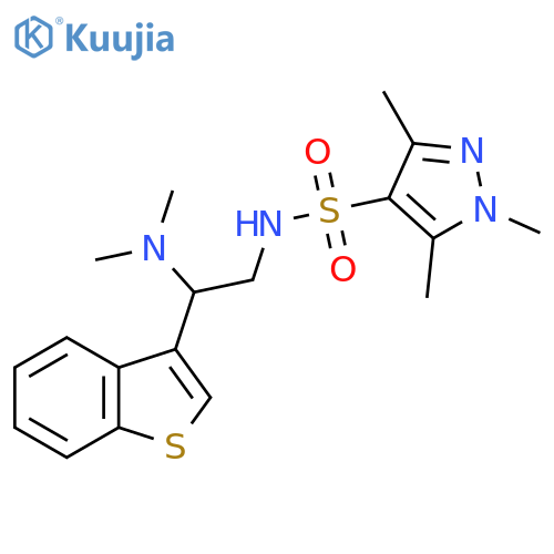 N-[2-(1-benzothiophen-3-yl)-2-(dimethylamino)ethyl]-1,3,5-trimethyl-1H-pyrazole-4-sulfonamide structure