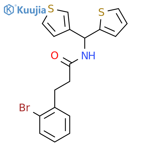3-(2-bromophenyl)-N-(thiophen-2-yl)(thiophen-3-yl)methylpropanamide structure