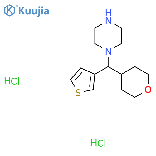1-((Tetrahydro-2H-pyran-4-yl)(thiophen-3-yl)methyl)piperazine dihydrochloride structure