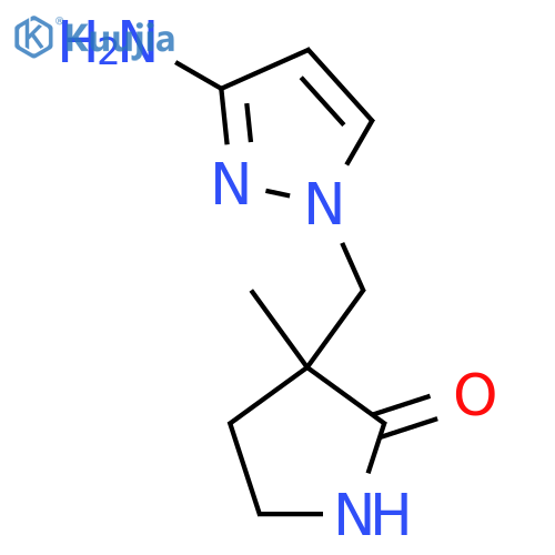 3-(3-amino-1H-pyrazol-1-yl)methyl-3-methylpyrrolidin-2-one structure