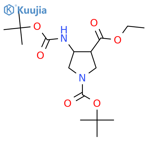 1-tert-butyl 3-ethyl 4-{(tert-butoxy)carbonylamino}pyrrolidine-1,3-dicarboxylate structure