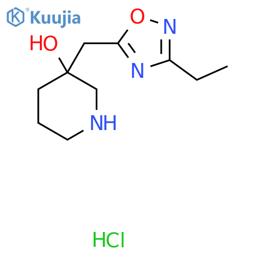 3-(3-ethyl-1,2,4-oxadiazol-5-yl)methylpiperidin-3-ol hydrochloride structure