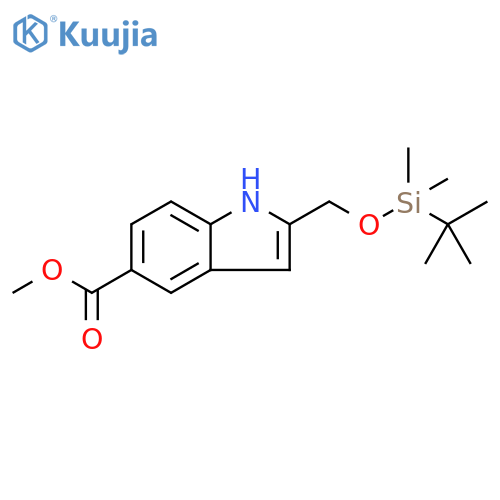 2-(tert-Butyl-dimethyl-silanyloxymethyl)-1H-indole-5-carboxylic acid methyl ester structure