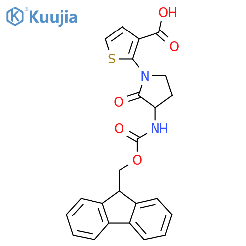 2-[3-({[(9H-fluoren-9-yl)methoxy]carbonyl}amino)-2-oxopyrrolidin-1-yl]thiophene-3-carboxylic acid structure
